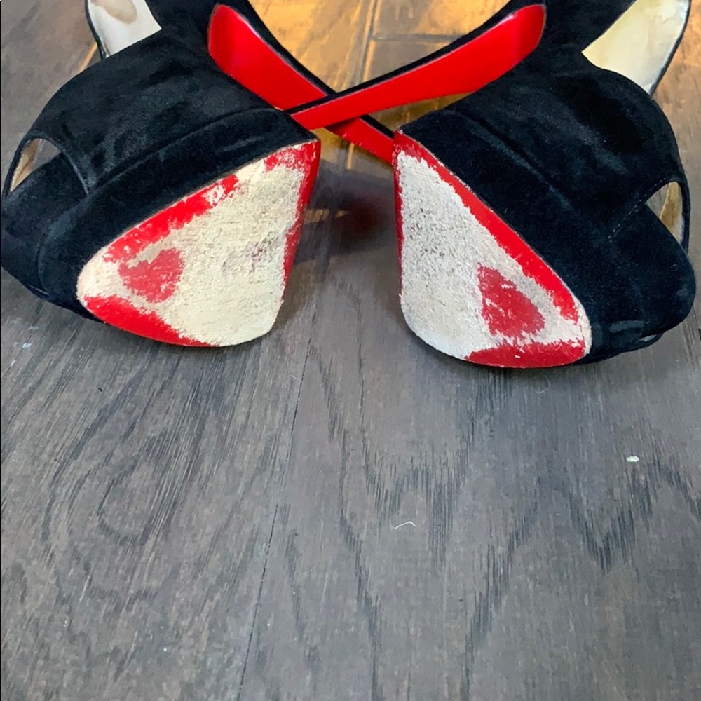 Louboutin Suede Peep Toe Pumps - Picture 9 of 13